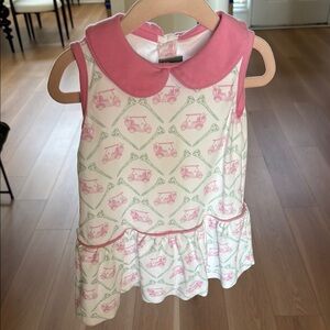 James and Lottie 3T Pink Collar Sleeveless Girls Dress with Golf Cart Print